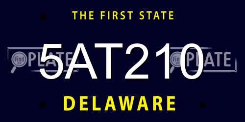 5AT210 Delaware License Plate