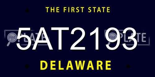 5AT2193 Delaware License Plate