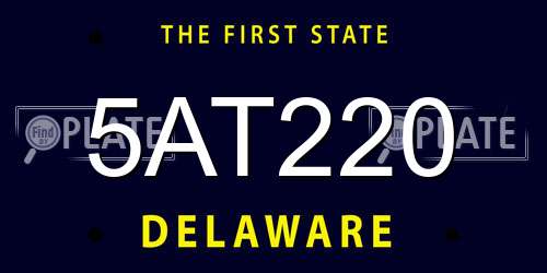 5AT220 Delaware License Plate
