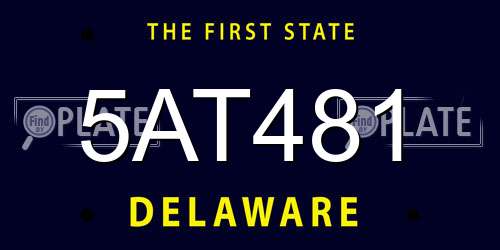 5AT481 Delaware License Plate