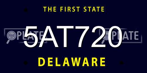 5AT720 Delaware License Plate