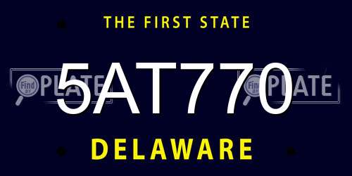 5AT770 Delaware License Plate