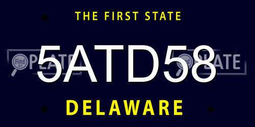5ATD58 Delaware License Plate