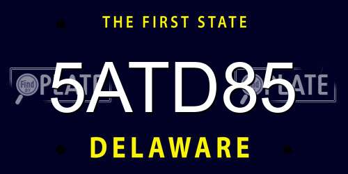 5ATD85 Delaware License Plate