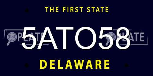 5ATO58 Delaware License Plate