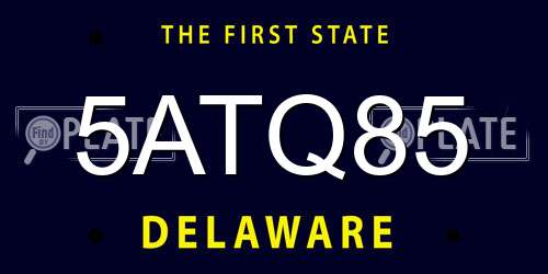 5ATQ85 Delaware License Plate