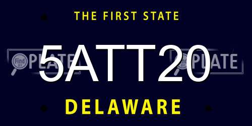 5ATT20 Delaware License Plate