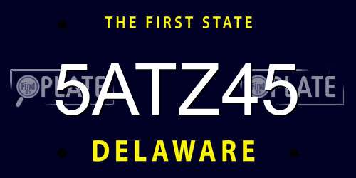 5ATZ45 Delaware License Plate