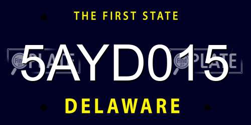 5AYD015 Delaware License Plate