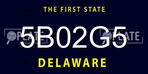 5B02G5 Delaware License Plate