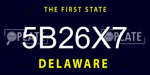 5B26X7 Delaware License Plate
