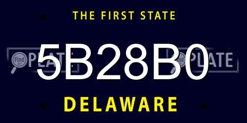 5B28B0 Delaware License Plate