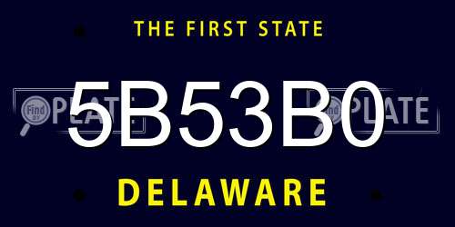 5B53B0 Delaware License Plate
