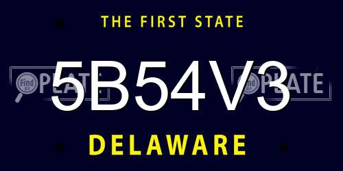 5B54V3 Delaware License Plate