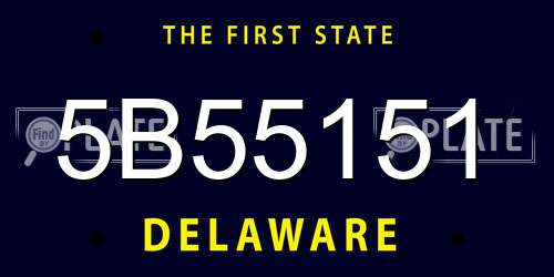 5B55151 Delaware License Plate