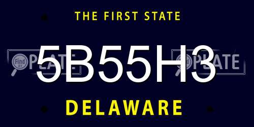 5B55H3 Delaware License Plate