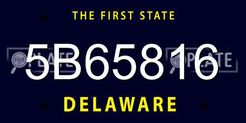 5B65816 Delaware License Plate