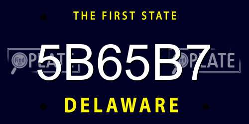 5B65B7 Delaware License Plate