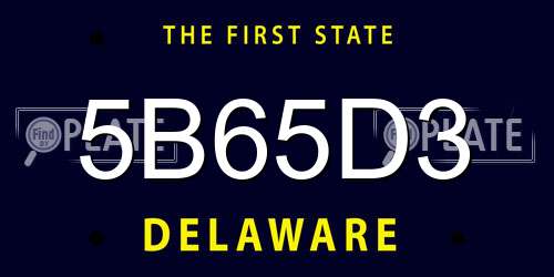 5B65D3 Delaware License Plate