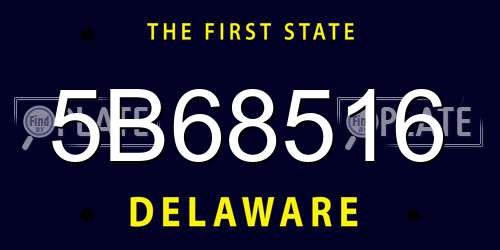 5B68516 Delaware License Plate