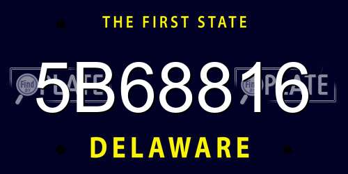 5B68816 Delaware License Plate