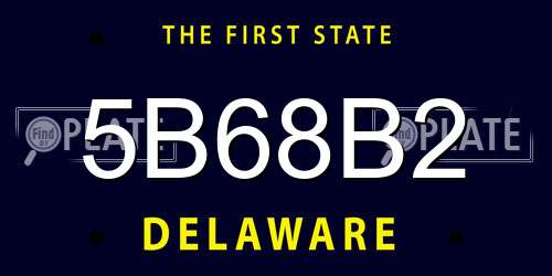 5B68B2 Delaware License Plate