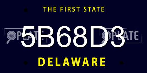 5B68D3 Delaware License Plate