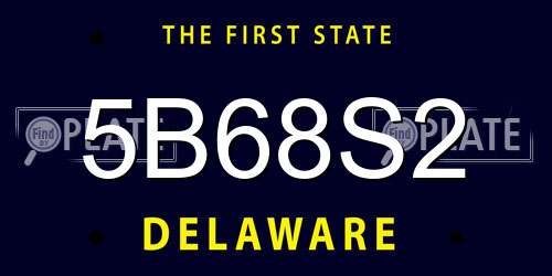 5B68S2 Delaware License Plate