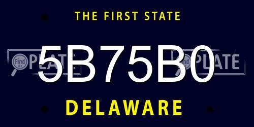 5B75B0 Delaware License Plate
