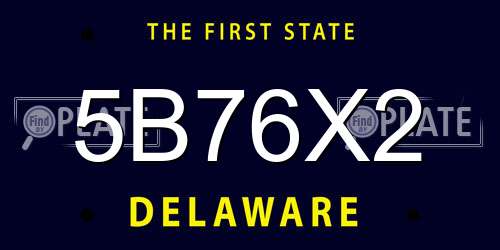 5B76X2 Delaware License Plate