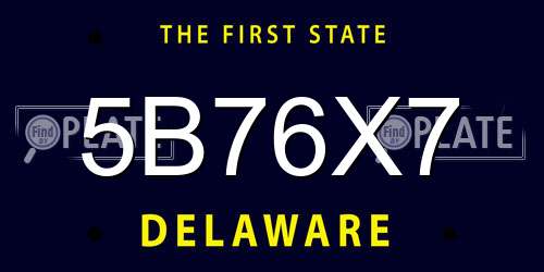 5B76X7 Delaware License Plate