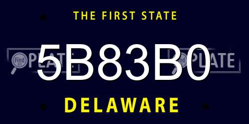 5B83B0 Delaware License Plate