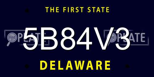 5B84V3 Delaware License Plate