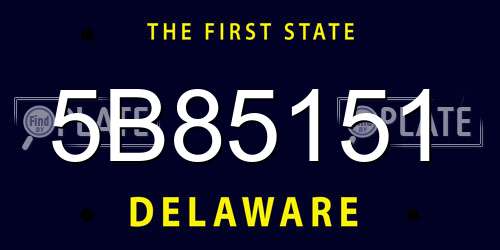 5B85151 Delaware License Plate