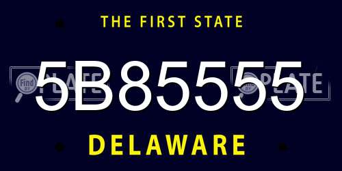 5B85555 Delaware License Plate