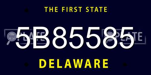 5B85585 Delaware License Plate