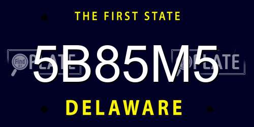 5B85M5 Delaware License Plate