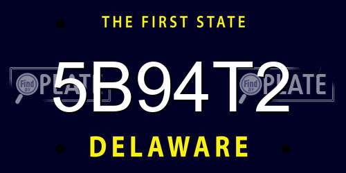 5B94T2 Delaware License Plate