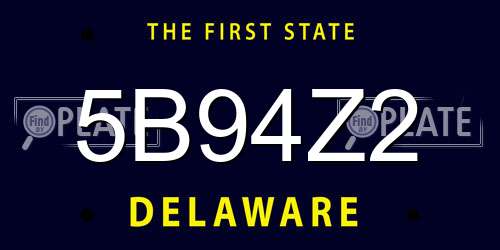 5B94Z2 Delaware License Plate
