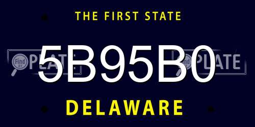 5B95B0 Delaware License Plate