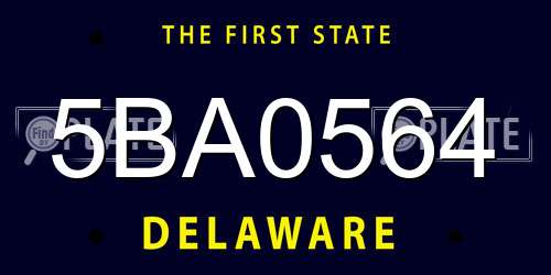 5BA0564 Delaware License Plate