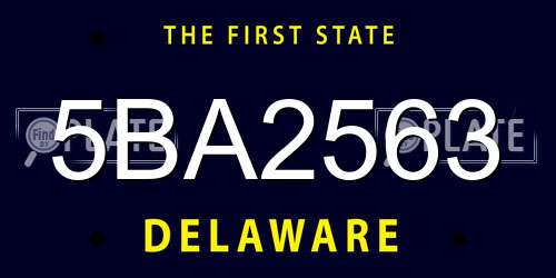 5BA2563 Delaware License Plate