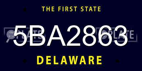 5BA2863 Delaware License Plate