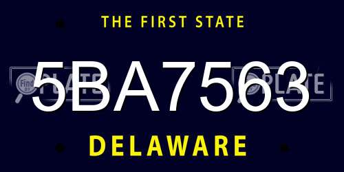 5BA7563 Delaware License Plate