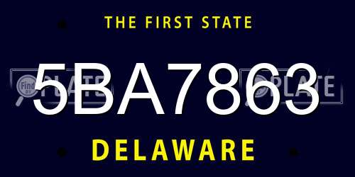 5BA7863 Delaware License Plate