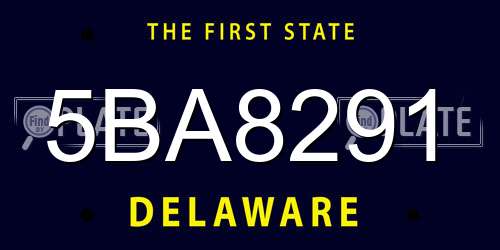 5BA8291 Delaware License Plate