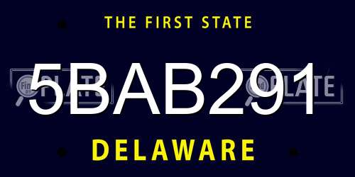 5BAB291 Delaware License Plate