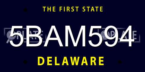 5BAM594 Delaware License Plate