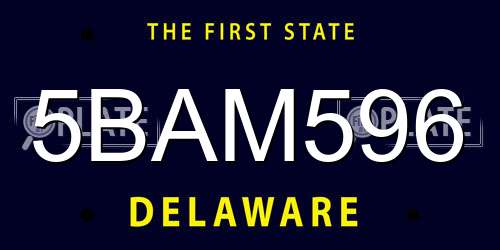 5BAM596 Delaware License Plate