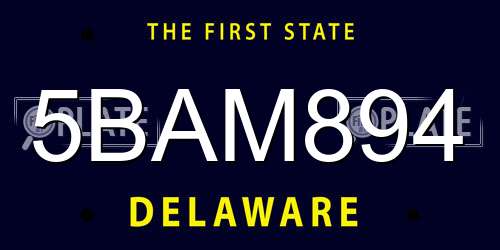 5BAM894 Delaware License Plate